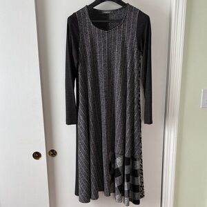 Alembika Mixed Print Long Sleeve Midi Dress 8/10